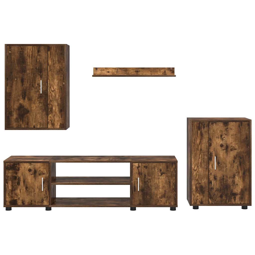 4 dalių TV spintelė rinkinys 4 pcs Kūdevinė ąžuolo