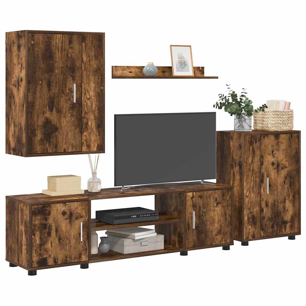 4 dalių TV spintelė rinkinys 4 pcs Kūdevinė ąžuolo