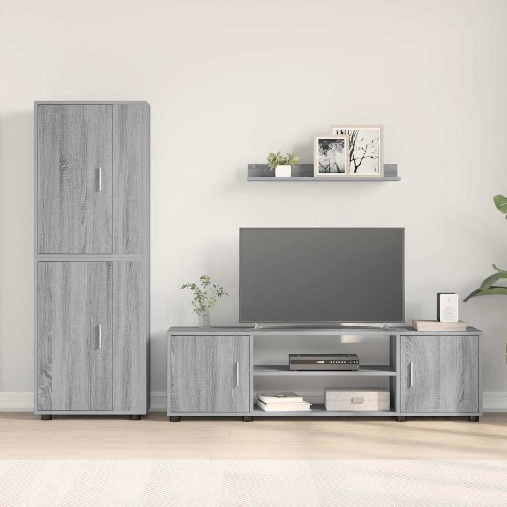 4 dalių TV spintelė rinkinys 4 pcs Pilka sonoma ąžuolo