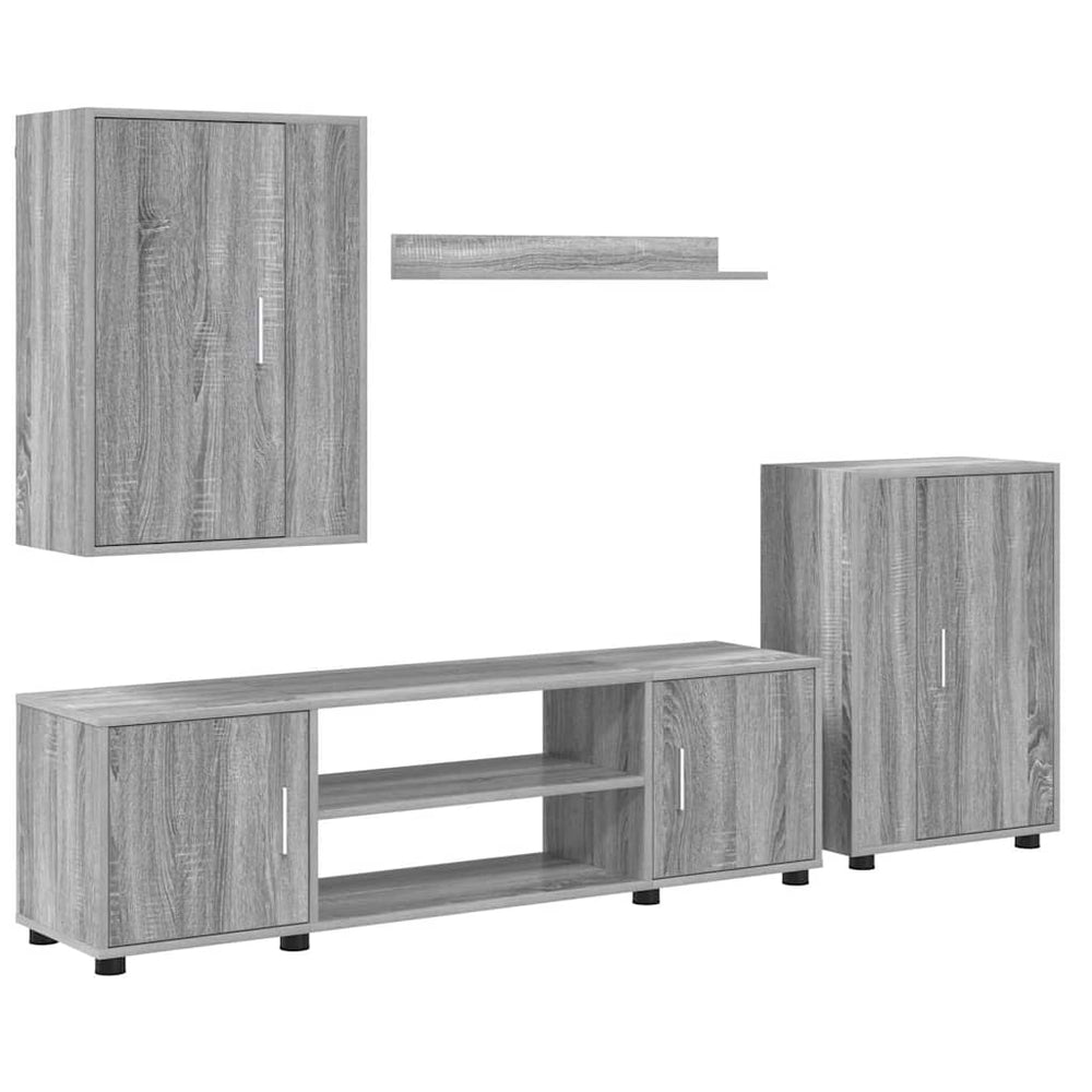 4 dalių TV spintelė rinkinys 4 pcs Pilka sonoma ąžuolo