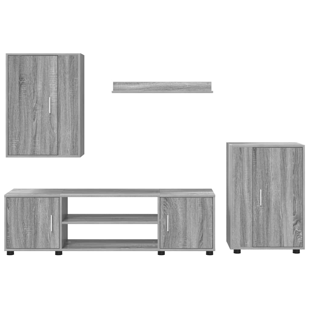 4 dalių TV spintelė rinkinys 4 pcs Pilka sonoma ąžuolo
