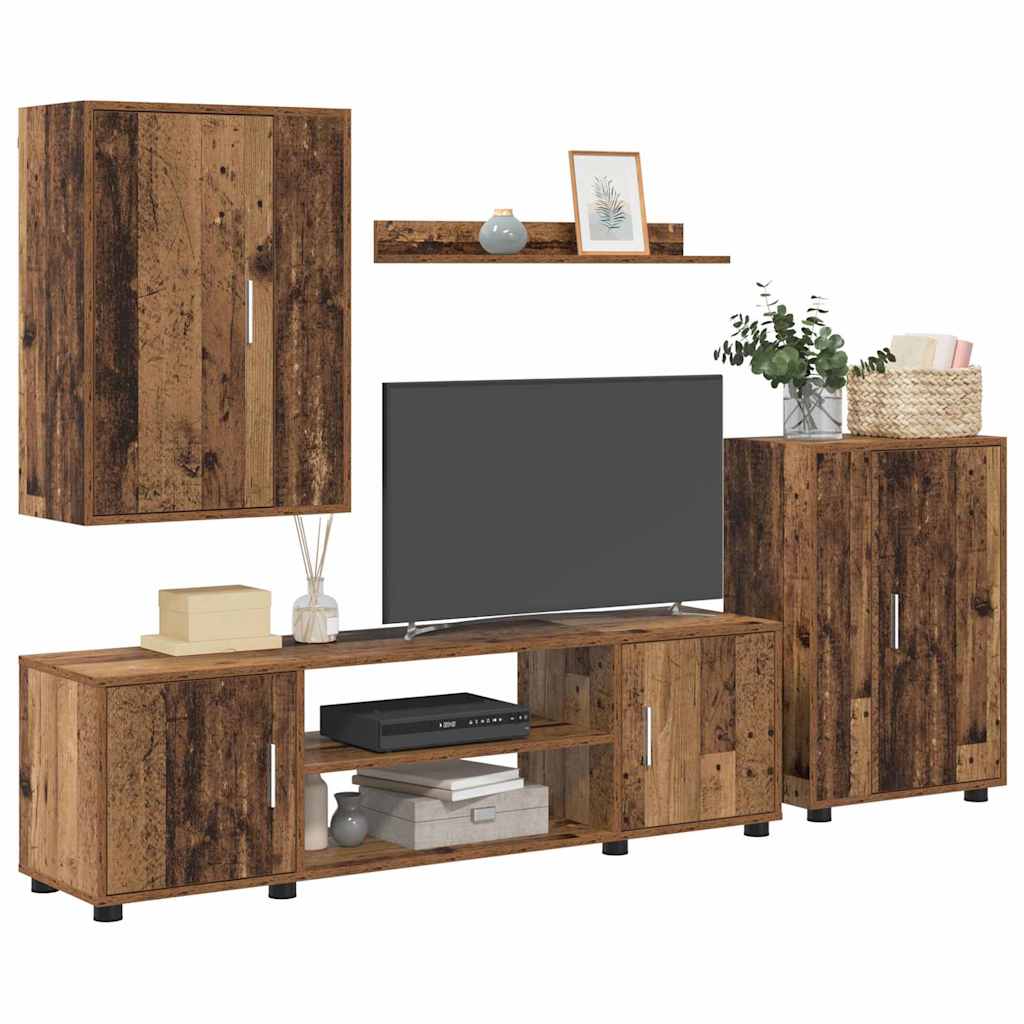 4 dalių TV spintelė rinkinys 4 pcs Sena mediena