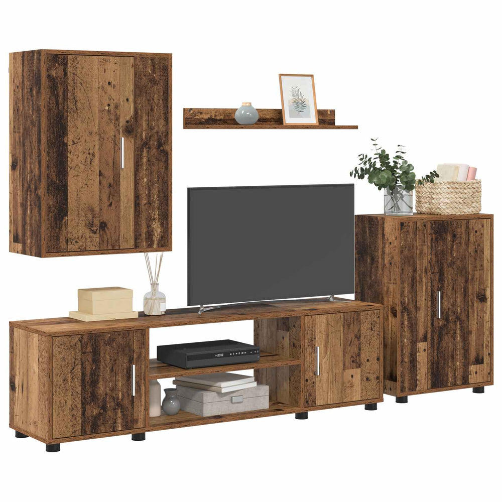 TV spintelių komplektas 4 pcs Senovinis medis Apdirbta mediena