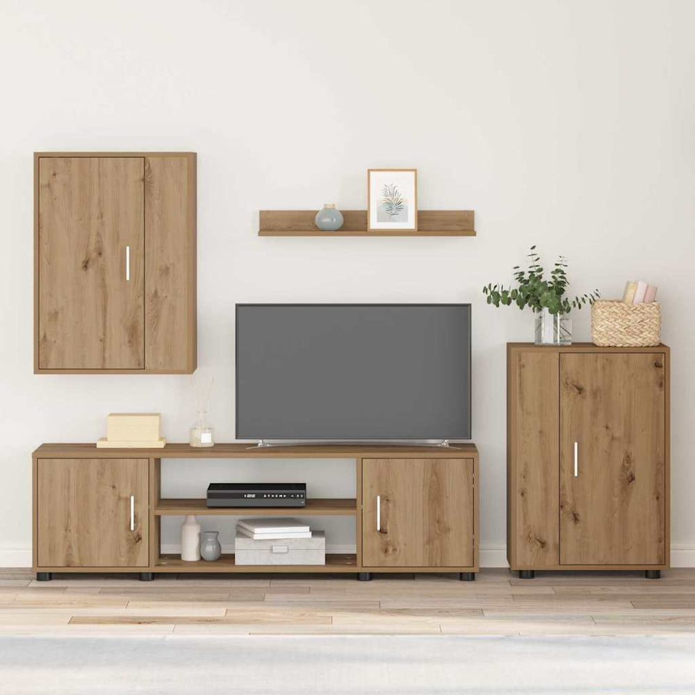 4 dalių TV spintelė rinkinys 4 pcs artisano ąžuolo