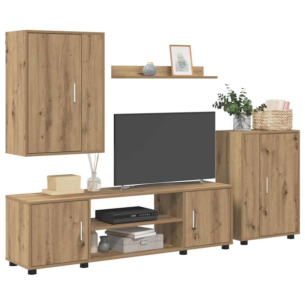 4 dalių TV spintelė rinkinys 4 pcs artisano ąžuolo
