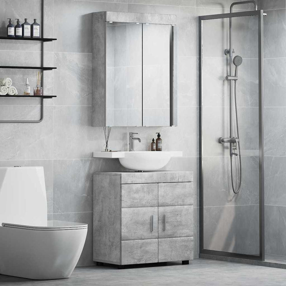 Vonios baldų rinkinys TULUM 2 pcs Betono pilka 60 x 34 x 63 cm