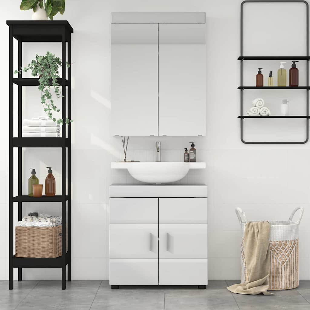 Vonios baldų rinkinys TULUM 2 pcs Aukštai blizganti balta