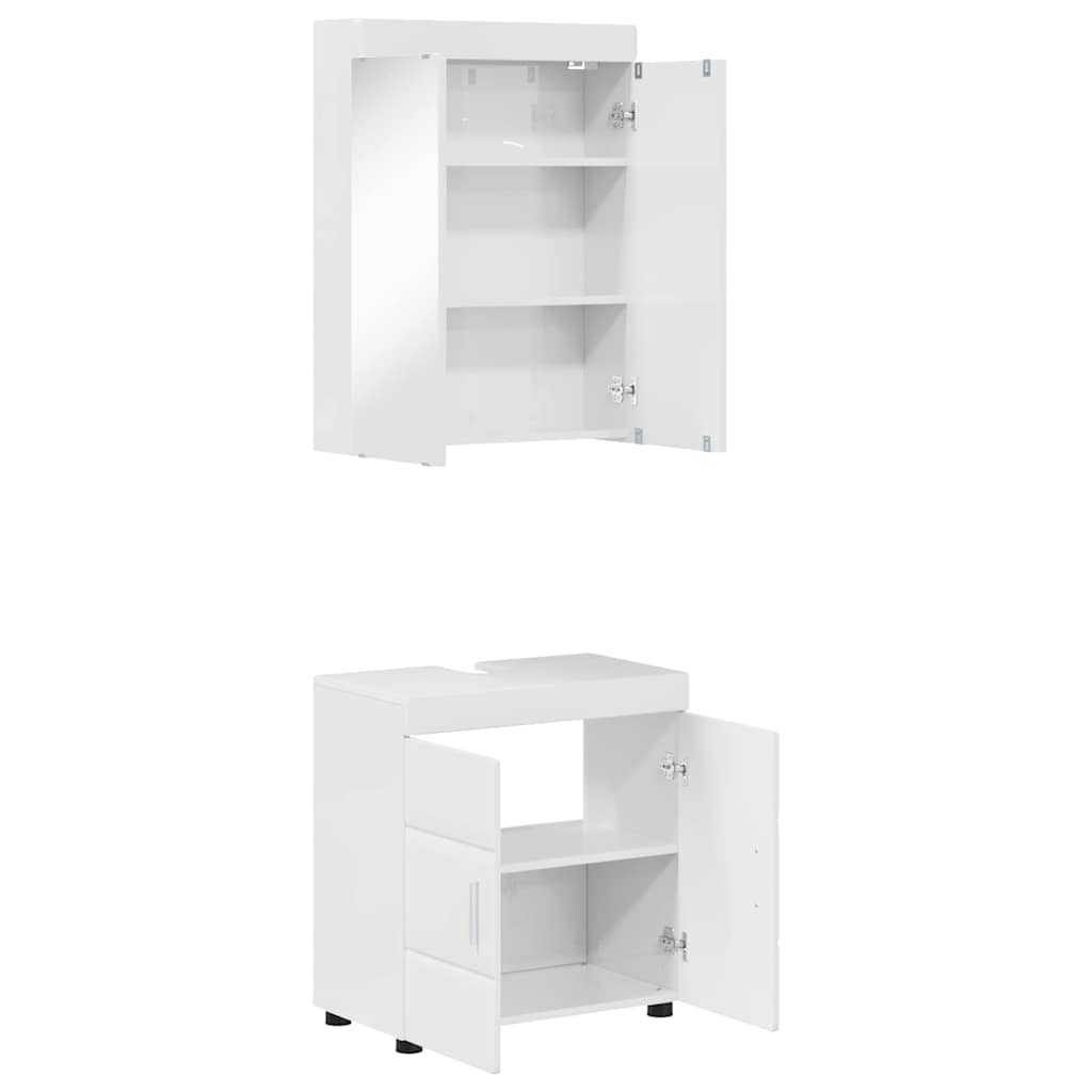 Vonios baldų rinkinys TULUM 2 pcs Aukštai blizganti balta
