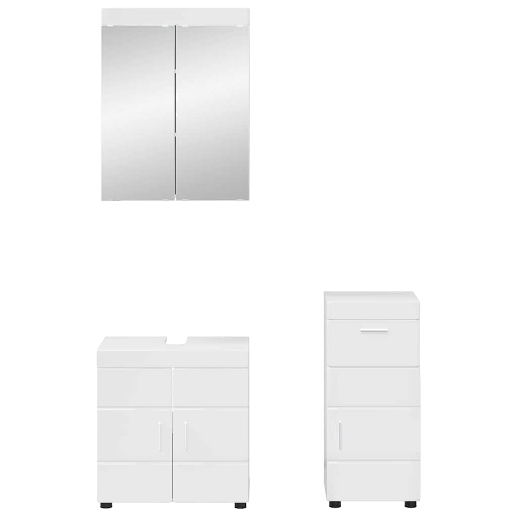 Vonios baldų rinkinys TULUM 3 pcs Aukštai blizganti balta