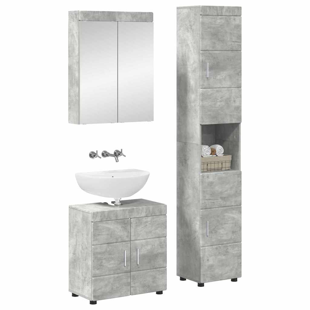 Vonios baldų rinkinys TULUM 3 pcs Betono pilka 60 x 34 x 63 cm