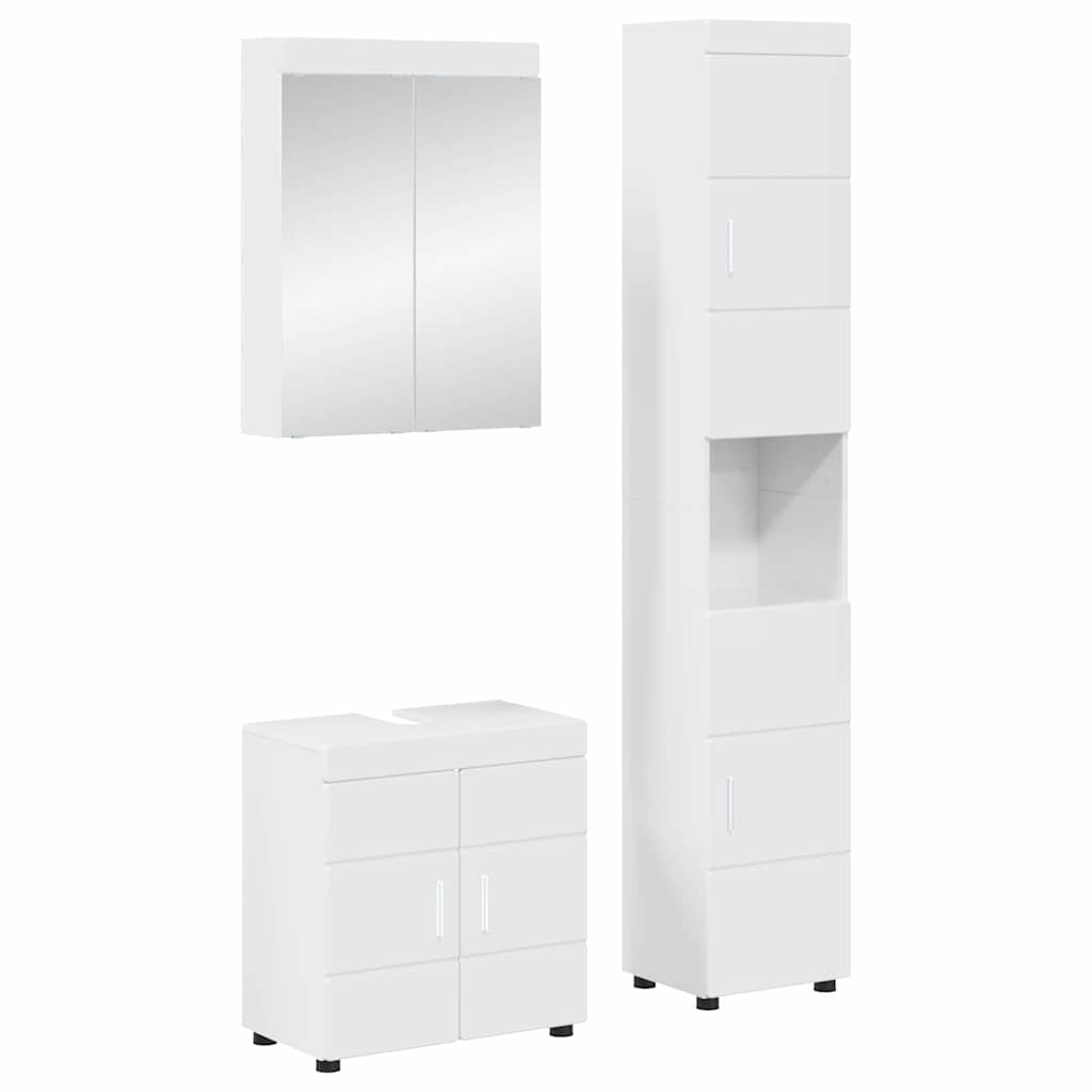 Vonios baldų rinkinys TULUM 3 pcs Aukštai blizganti balta
