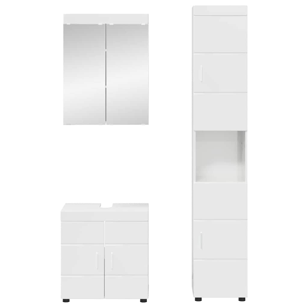 Vonios baldų rinkinys TULUM 3 pcs Aukštai blizganti balta