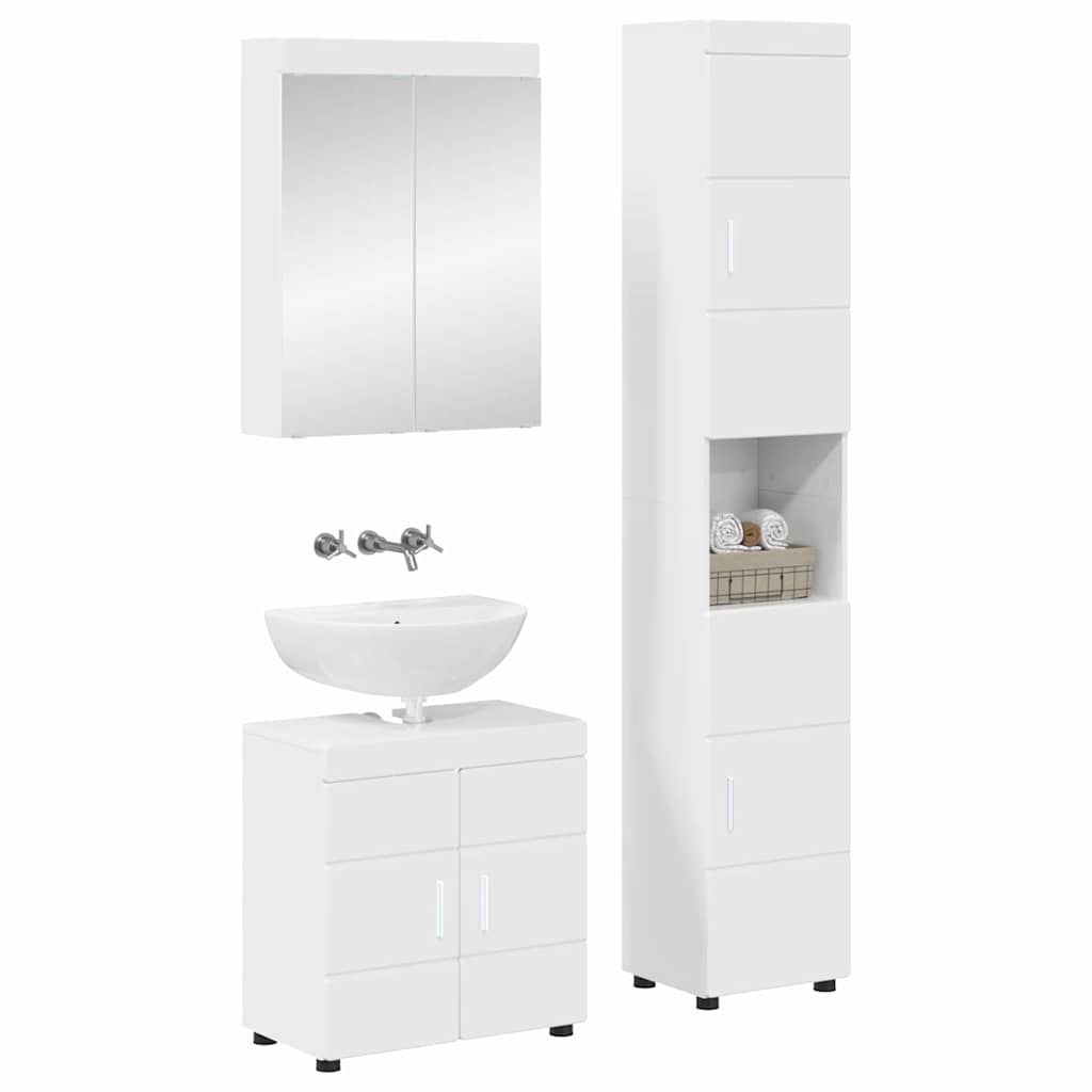 Vonios baldų rinkinys TULUM 3 pcs Aukštai blizganti balta