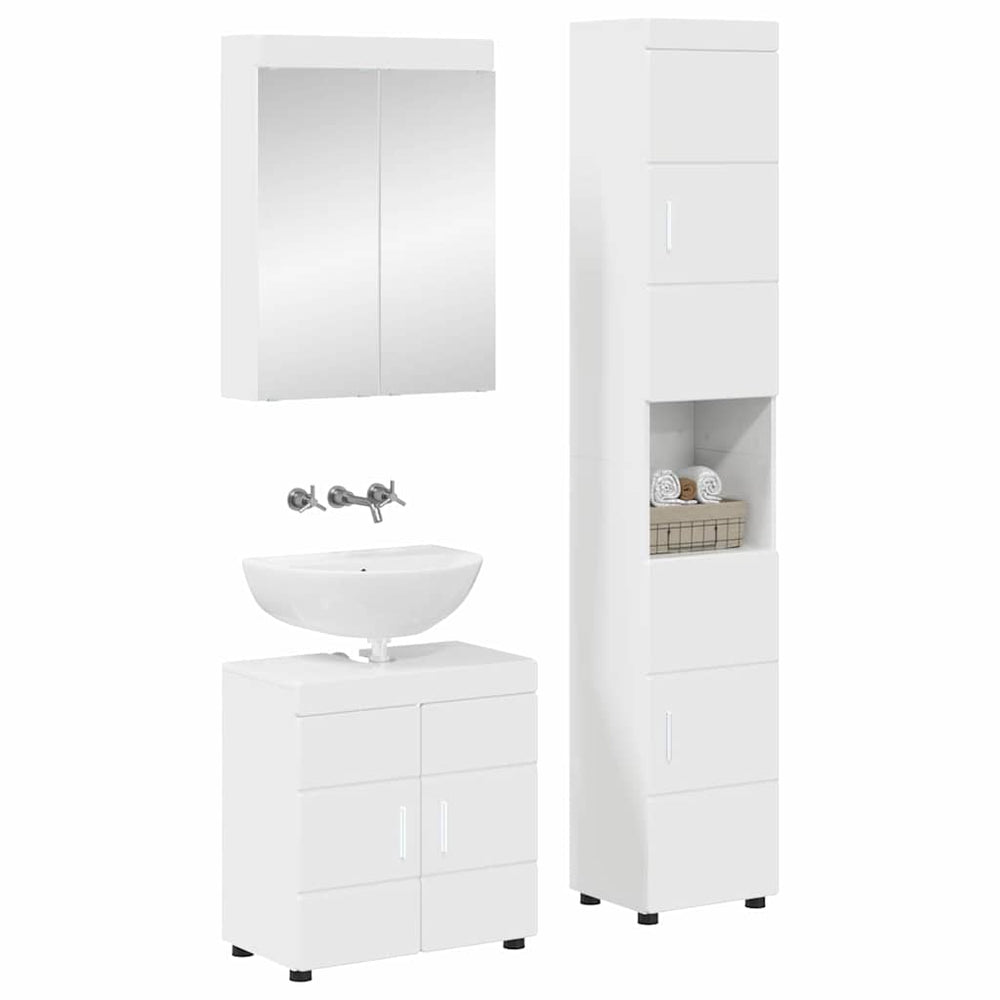 Vonios baldų rinkinys TULUM 3 pcs Aukštai blizganti balta