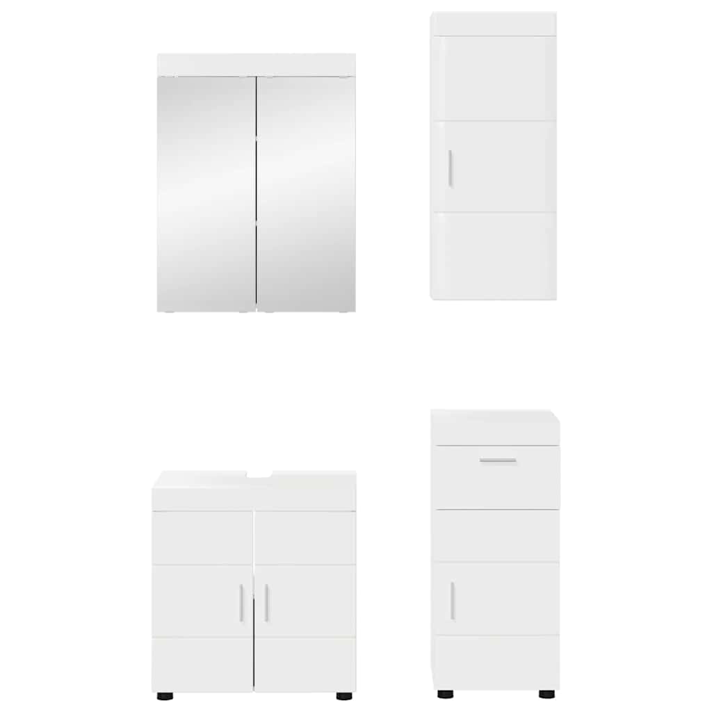 Vonios baldų rinkinys TULUM 4 pcs Aukštai blizganti balta