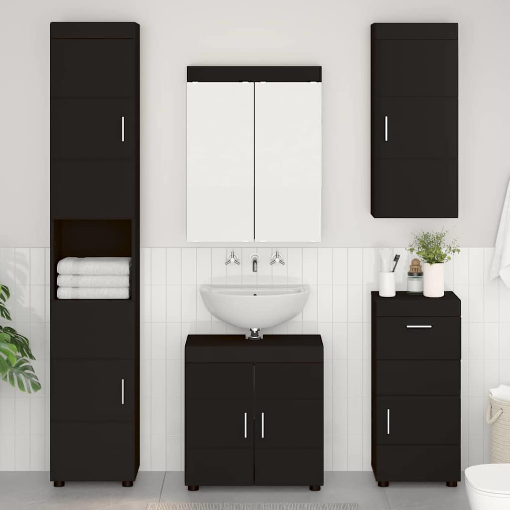 Vonios baldų rinkinys TULUM 5 pcs Juoda 60 x 34 x 63 cm