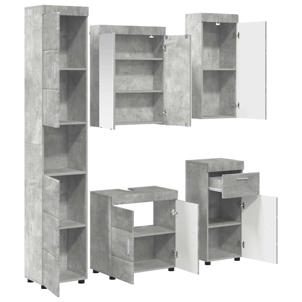 Vonios baldų rinkinys TULUM 5 pcs Betono pilka 60 x 34 x 63 cm