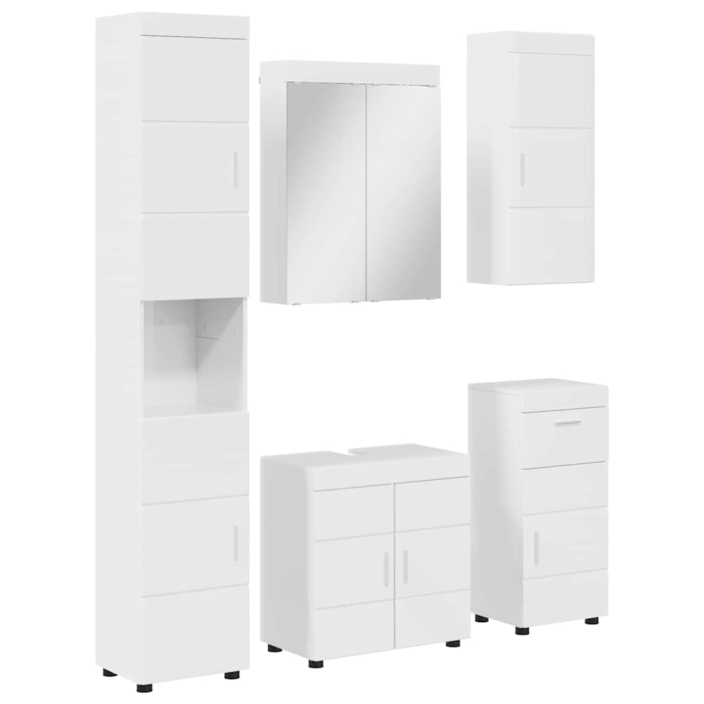 Vonios baldų rinkinys TULUM 5 pcs Aukštai blizganti balta