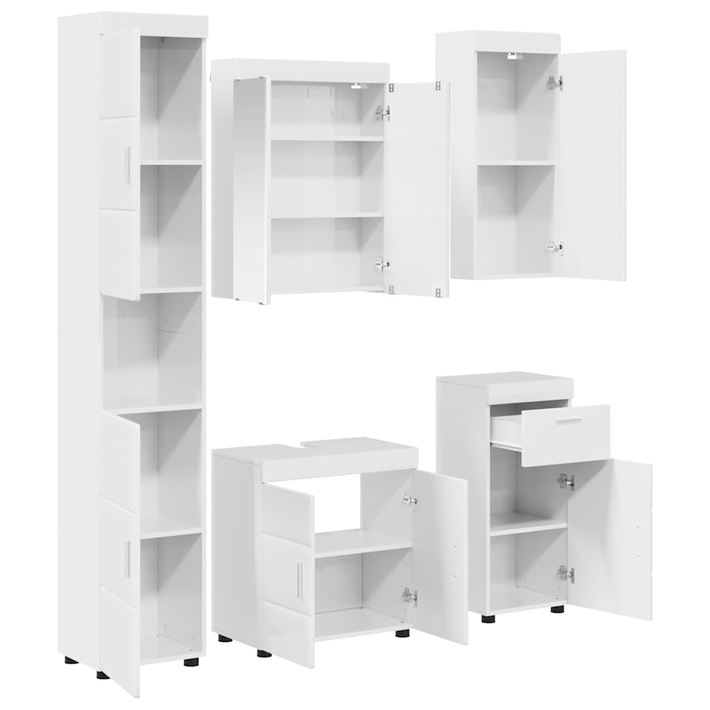 Vonios baldų rinkinys TULUM 5 pcs Aukštai blizganti balta