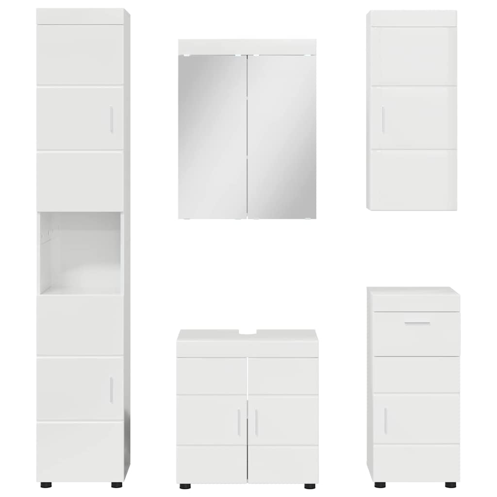 Vonios baldų rinkinys TULUM 5 pcs Aukštai blizganti balta