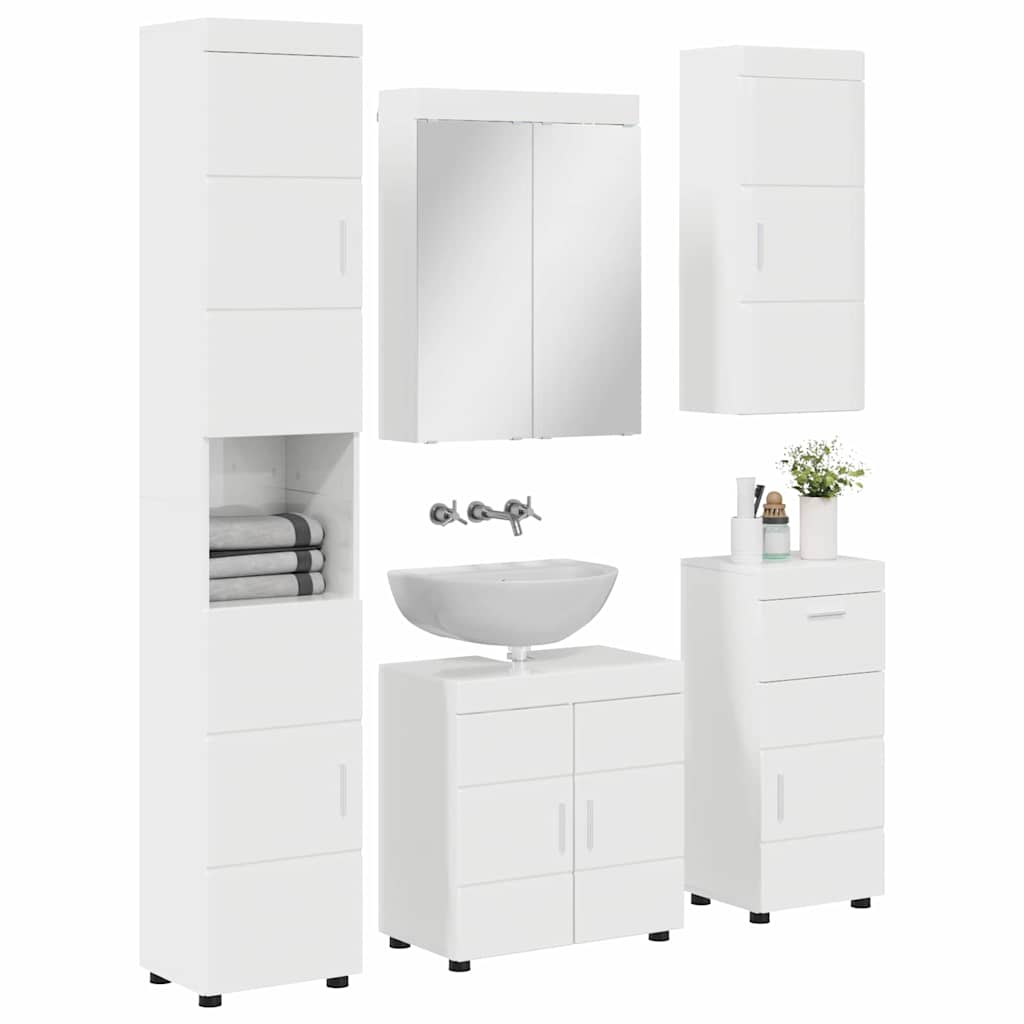 Vonios baldų rinkinys TULUM 5 pcs Aukštai blizganti balta