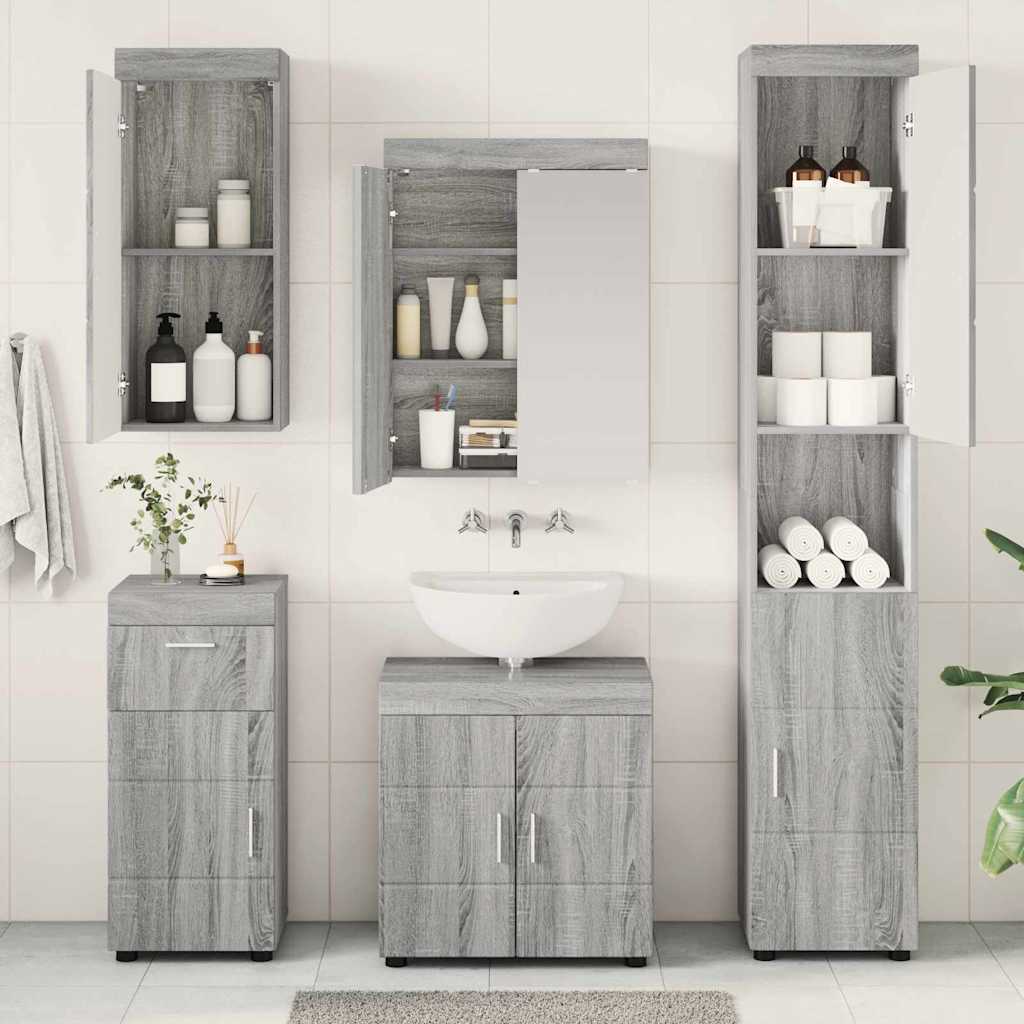 Vonios baldų rinkinys TULUM 5 pcs Pilkas Sonoma 60 x 34 x 63 cm