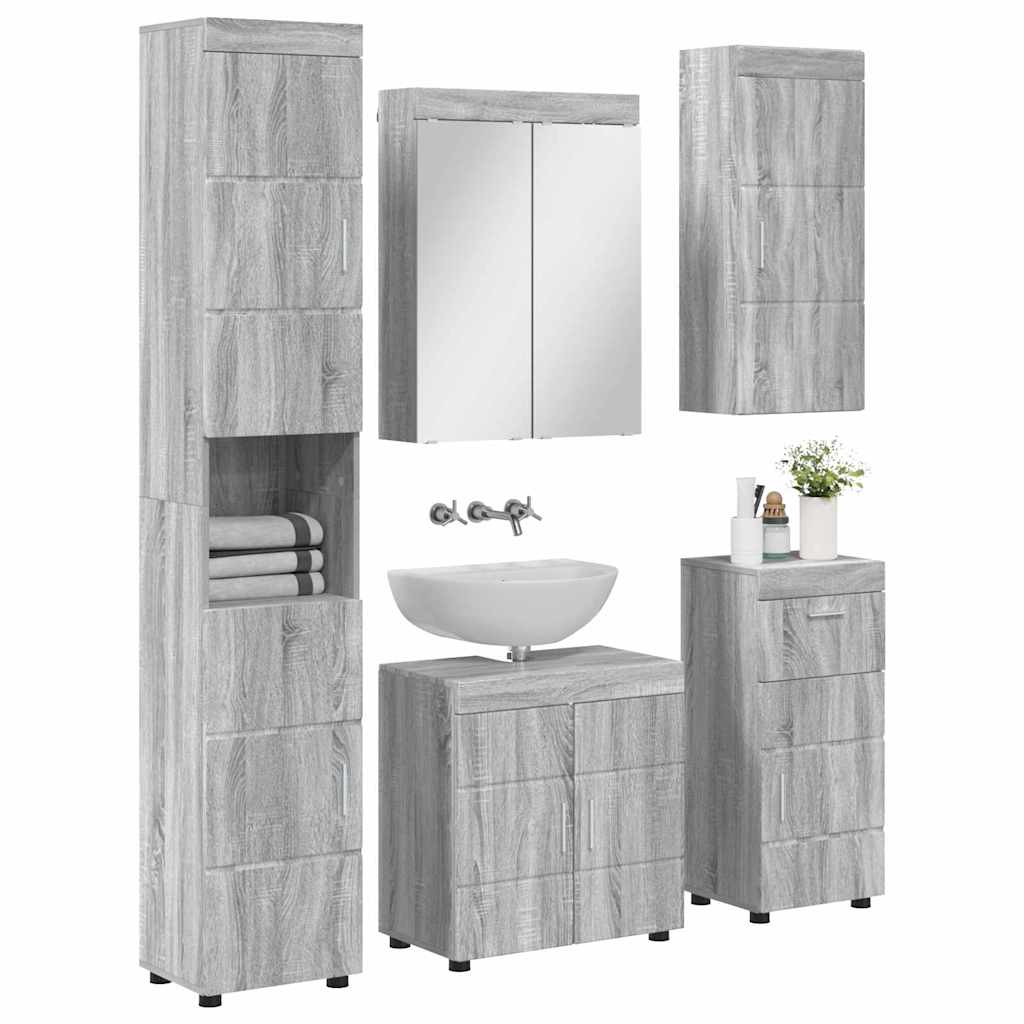 Vonios baldų rinkinys TULUM 5 pcs Pilkas Sonoma 60 x 34 x 63 cm