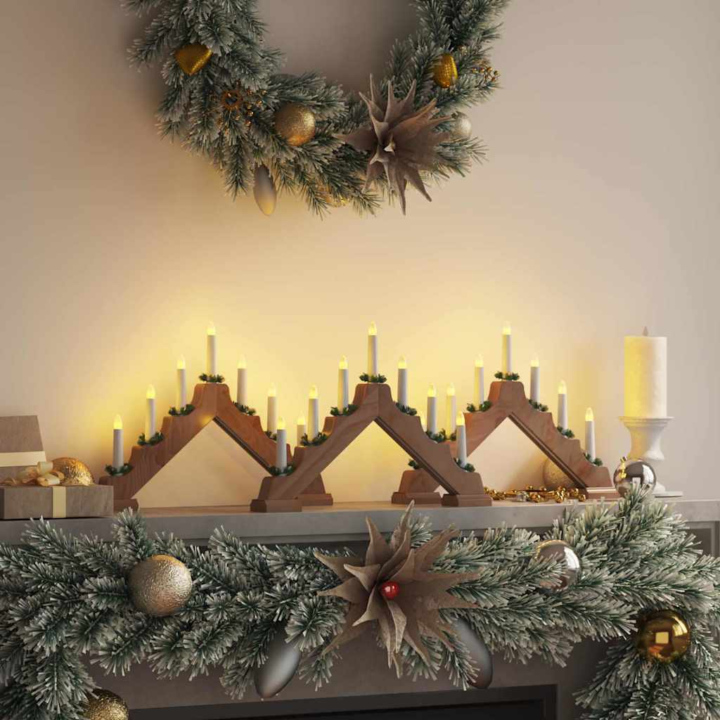 Kalėdų žvakių tiltas 3 vnt. 7 LED Šilta balta 39.5 x 5 x 29 cm