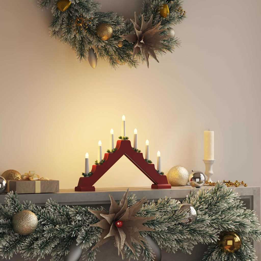 Kalėdų žvakių tiltas su 7 LED Raudona 39.5 x 5 x 29 cm