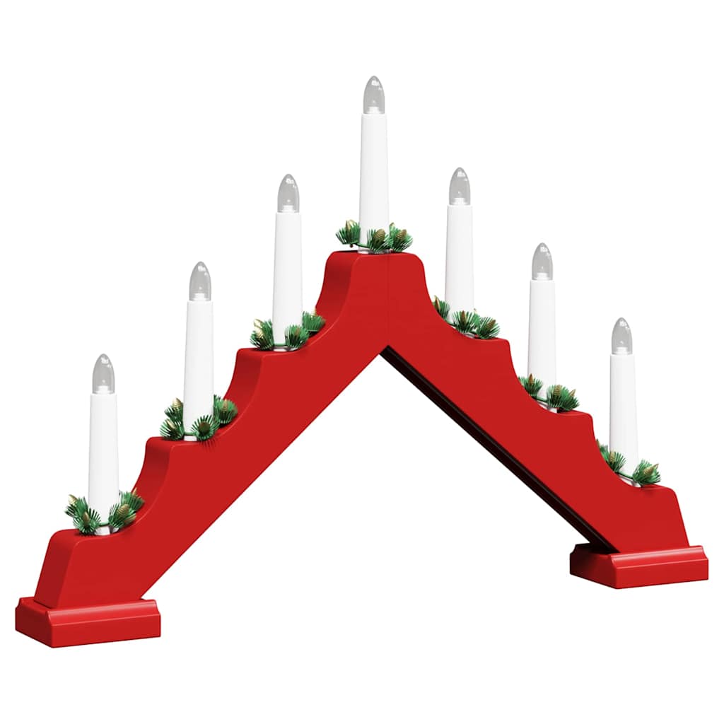 Kalėdų žvakių tiltas su 7 LED Raudona 39.5 x 5 x 29 cm