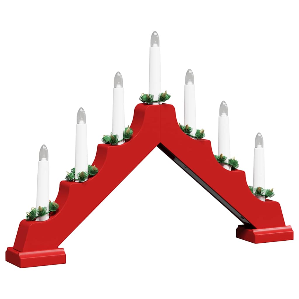 Kalėdų žvakių tiltas su 7 LED Raudona 39.5 x 5 x 29 cm