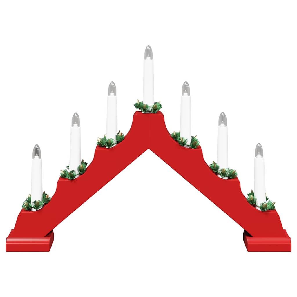 Kalėdų žvakių tiltas su 7 LED Raudona 39.5 x 5 x 29 cm