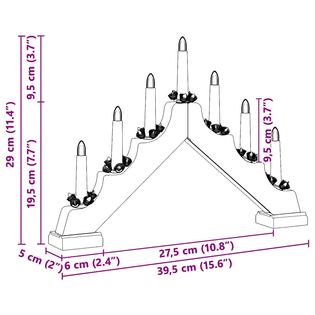 Kalėdų žvakių tiltas su 7 LED Raudona 39.5 x 5 x 29 cm