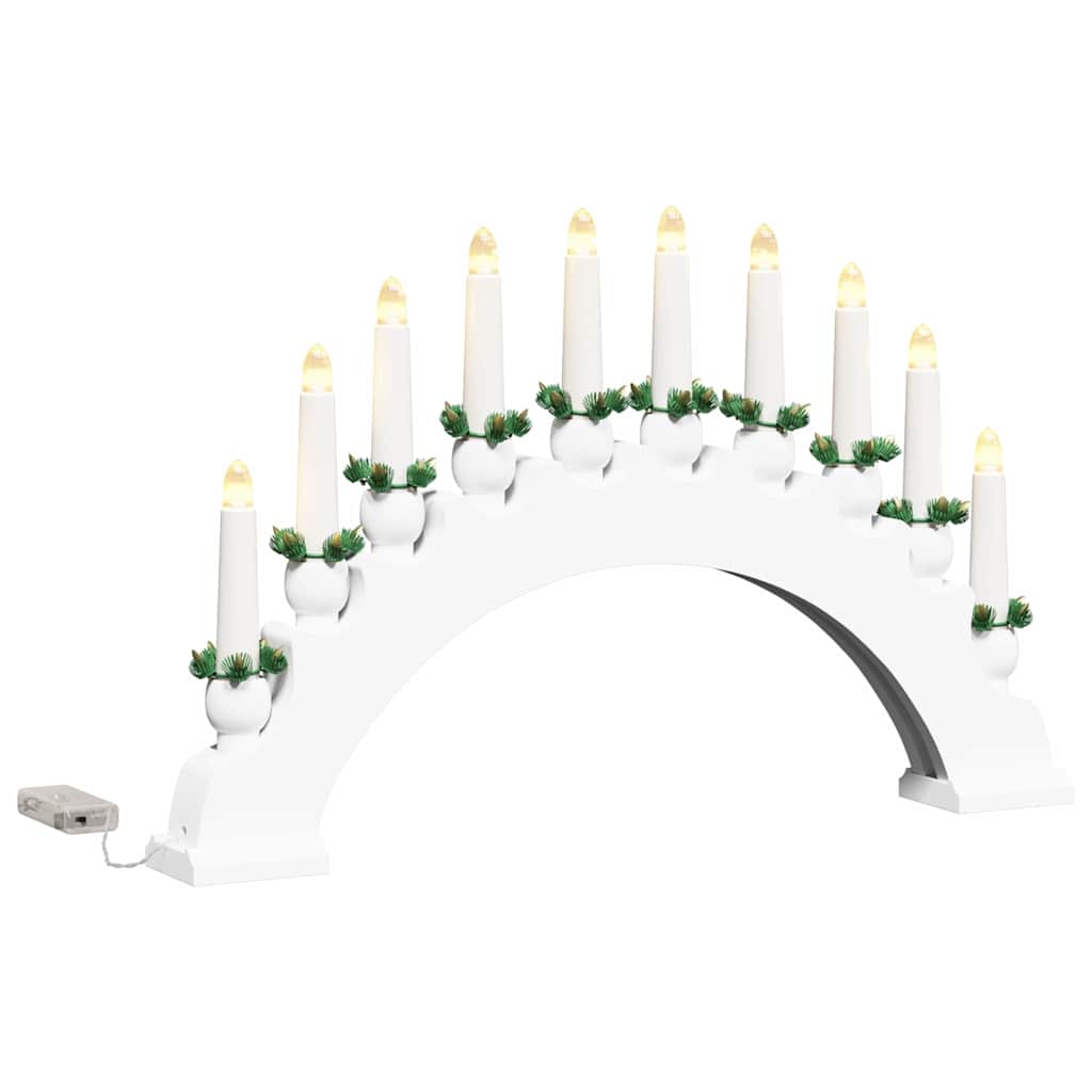 Kalėdų žvakių arkos su 10 LED žvakių Balta 47 x 5 x 29 cm