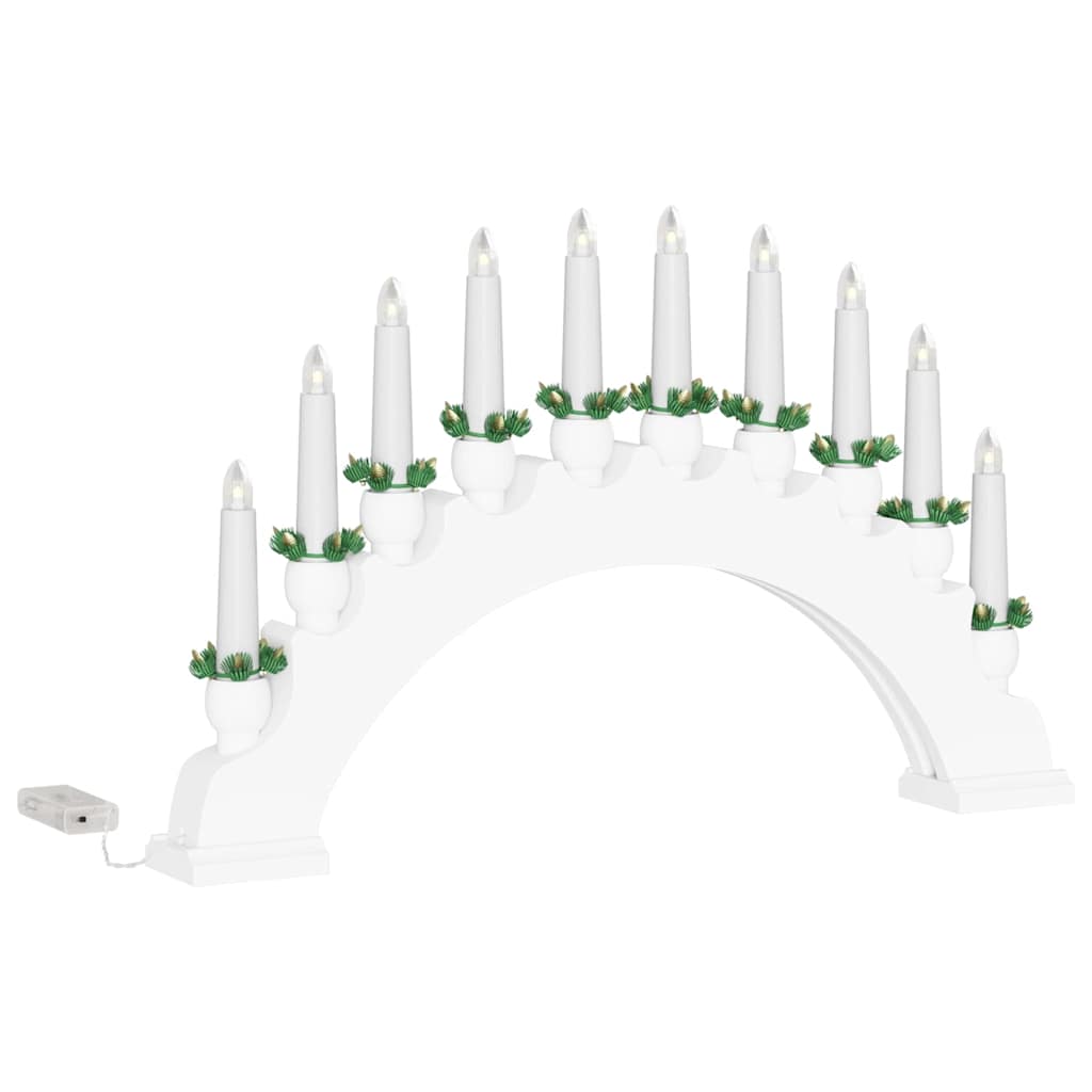 Kalėdų žvakių arkos su 10 LED žvakių Balta 47 x 5 x 29 cm