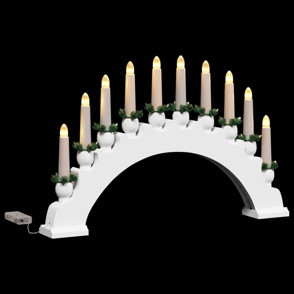 Kalėdų žvakių arkos su 10 LED žvakių Balta 47 x 5 x 29 cm