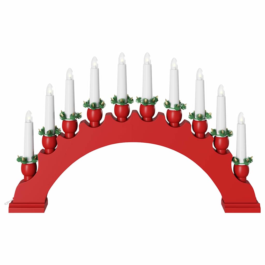 Ziemassvētku sveču arka ar 10 LED svecēm, 3 gab. Sarkana