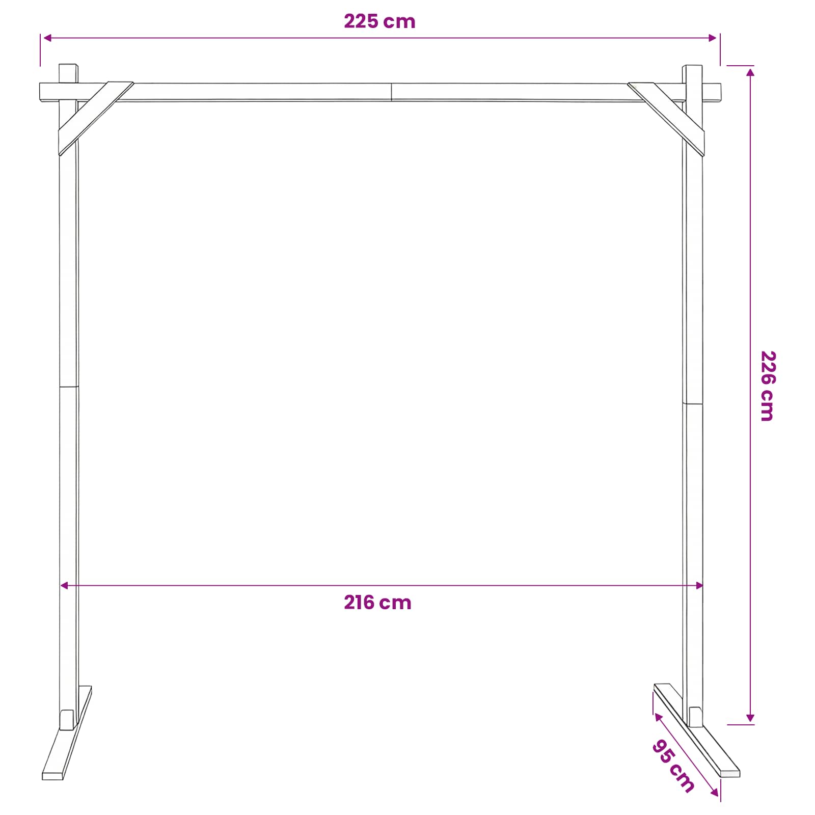 Vestuvinis Arklys Šviesiai rudas 225 x 95 x 226 cm