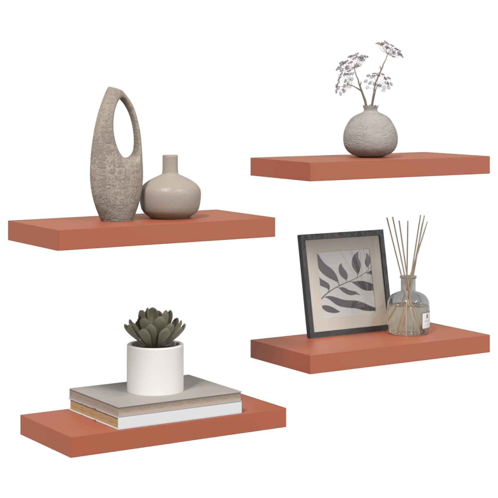 Sieninė lentyna 4 pcs Raudona 50 x 23 x 4 cm Apdirbta mediena