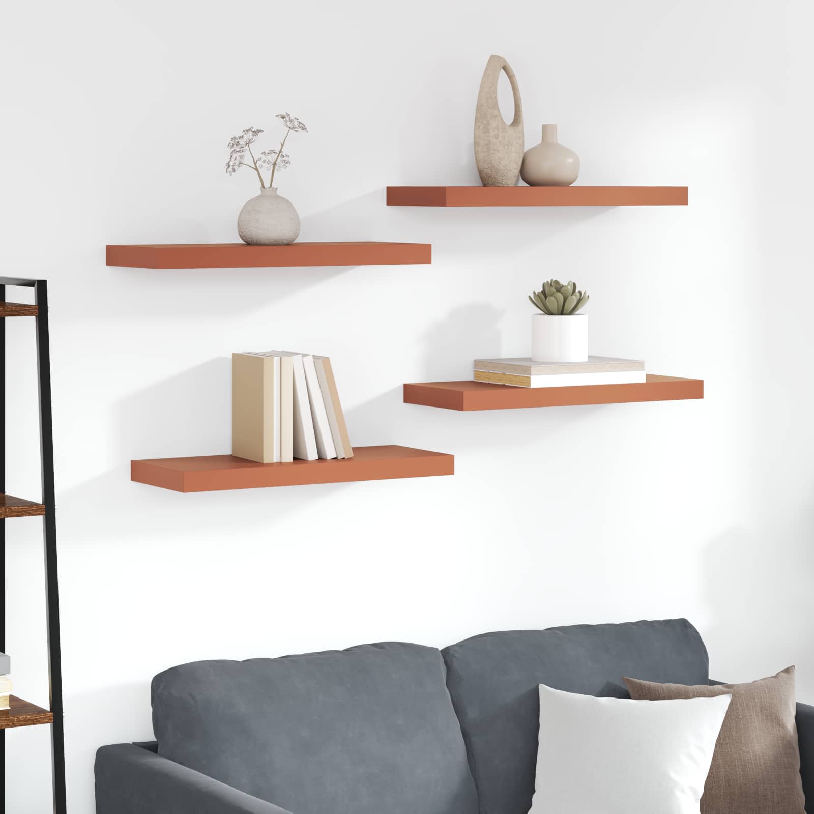 Sieninė lentyna 4 pcs Raudona 60 x 23 x 4 cm Apdirbta mediena