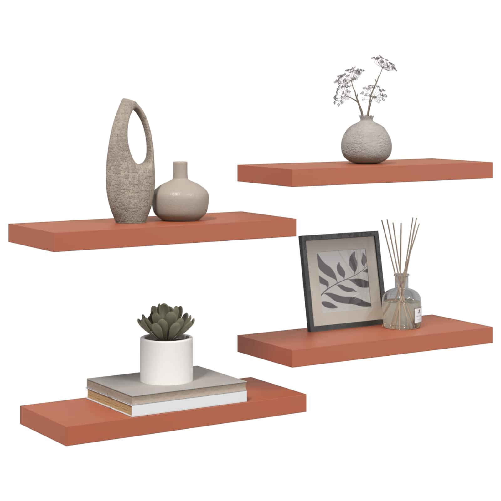 Sieninė lentyna 4 pcs Raudona 60 x 23 x 4 cm Apdirbta mediena
