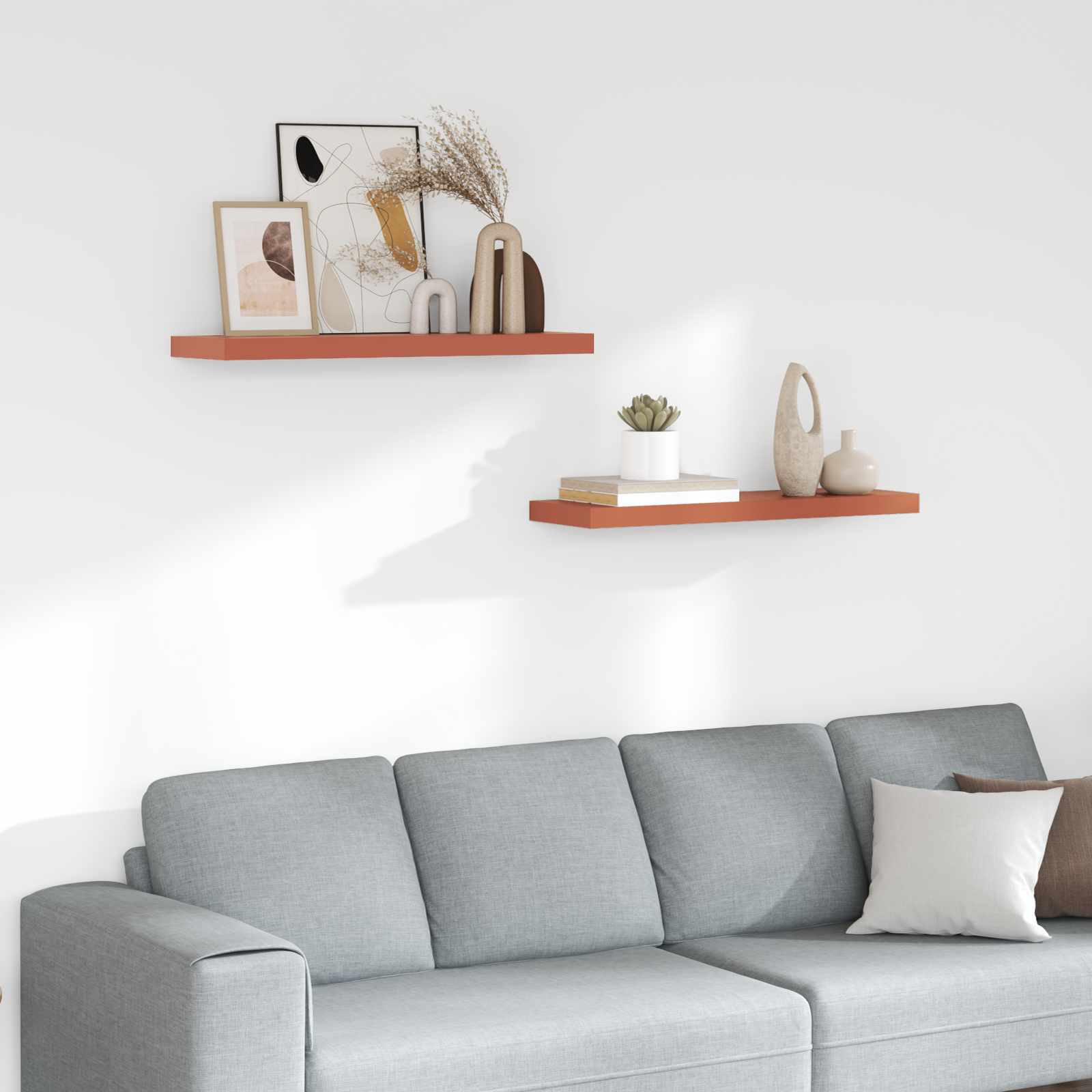 Sieninės lentynos su saugykla 2 pcs Raudona 90 x 23,5 x 4 cm
