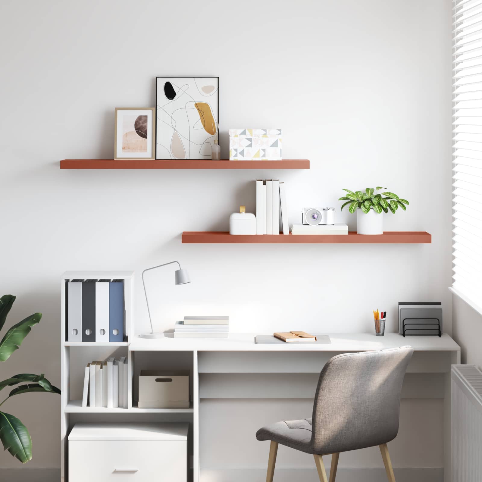 Wall shelves with storage 2 pcs Red 120 x 23.5 x 4 cm