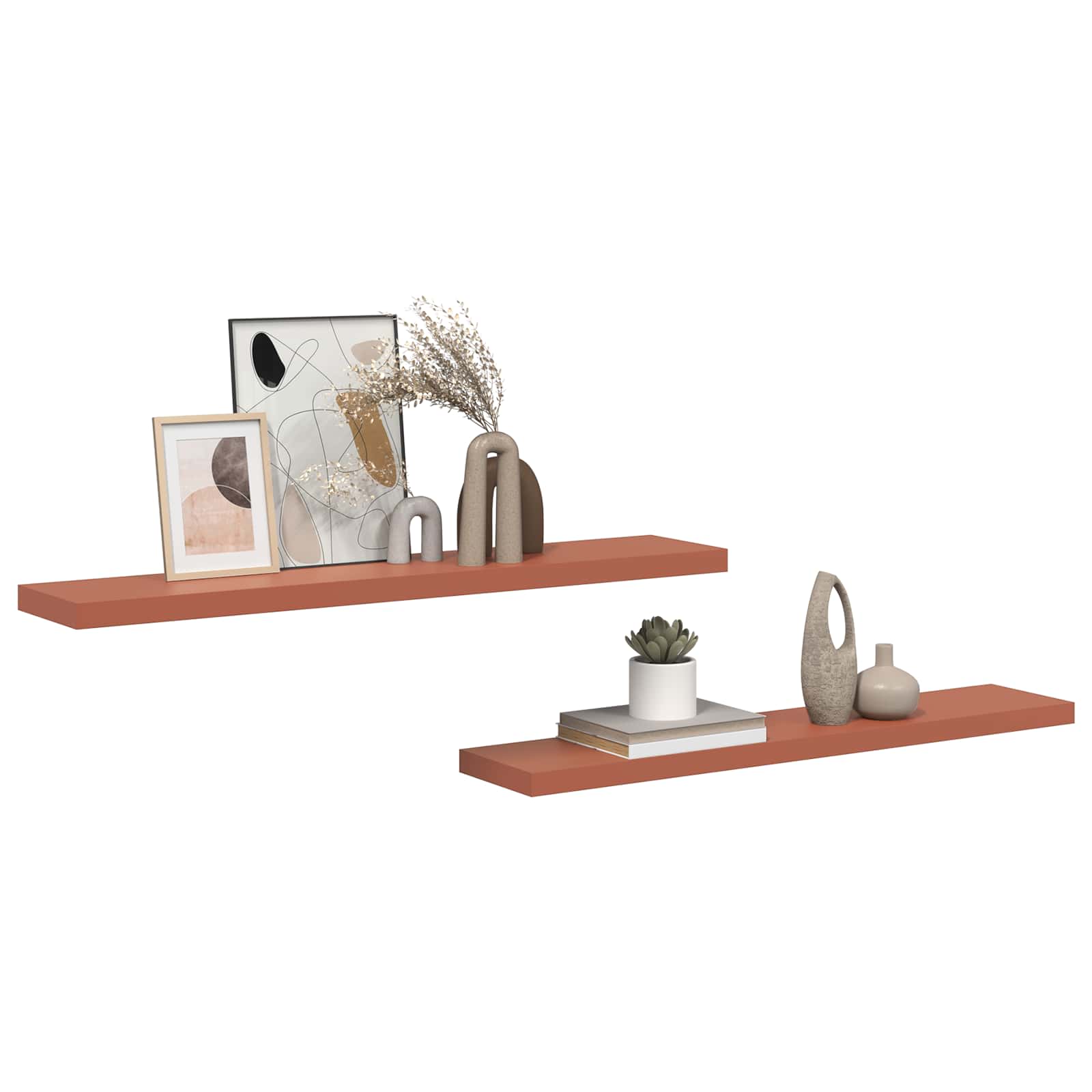 Wall shelves with storage 2 pcs Red 120 x 23.5 x 4 cm