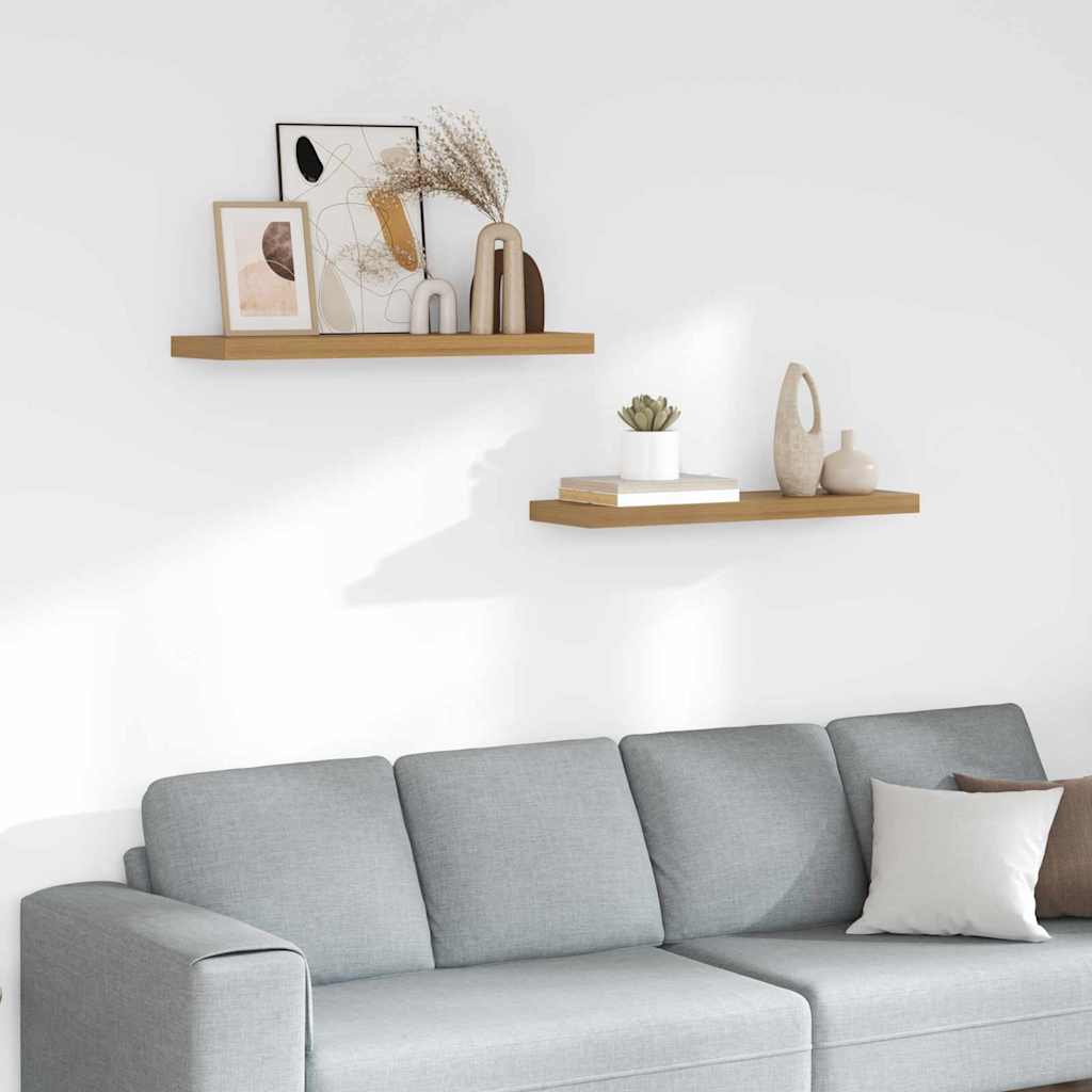 Sieninės lentynos 2 pcs Ruda 80 x 23,5 x 4 cm Apdirbta mediena