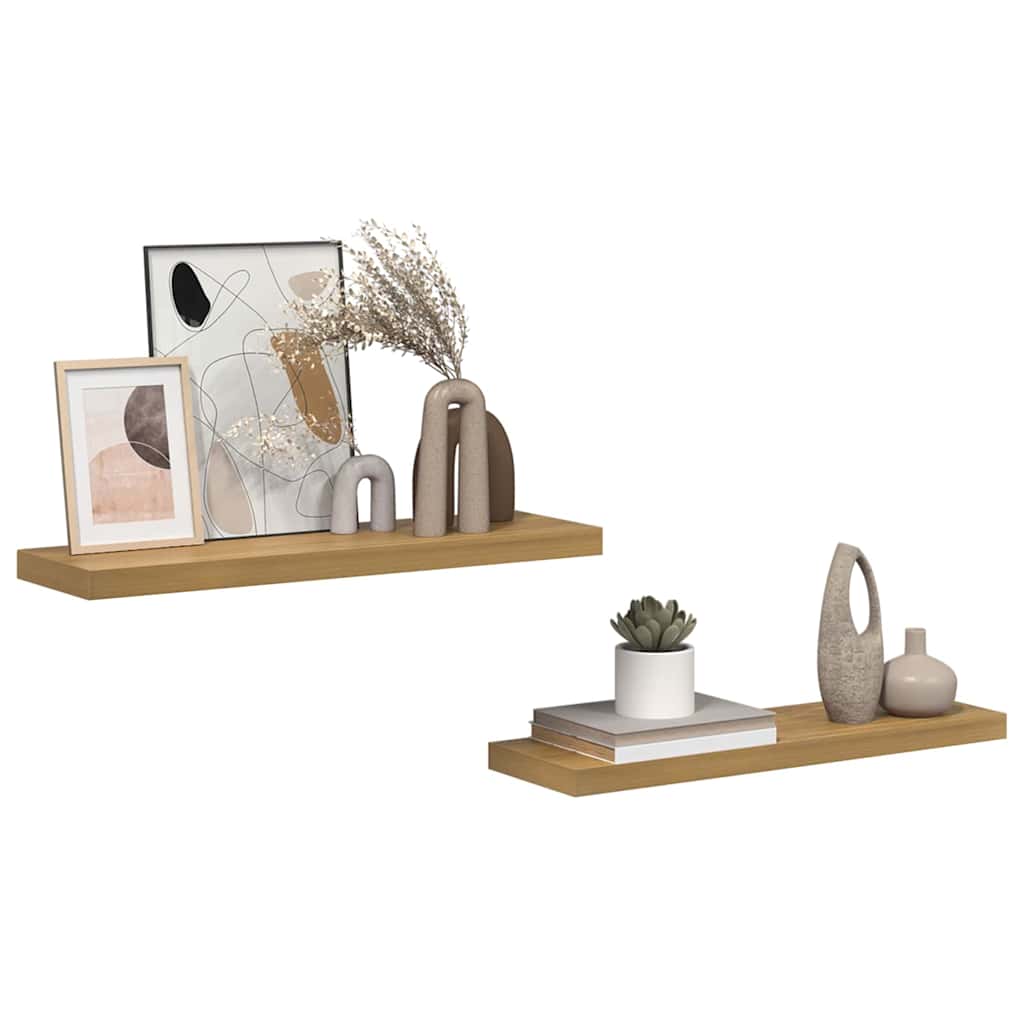 Sieninės lentynos 2 pcs Ruda 80 x 23,5 x 4 cm Apdirbta mediena