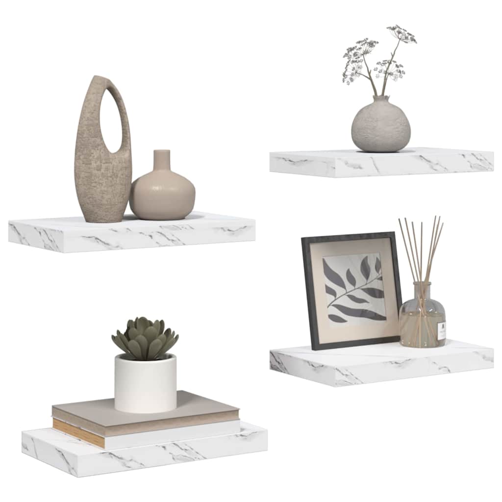 Sienas plaukts 4 gab. Balts marmors 40 x 23,5 x 4 cm