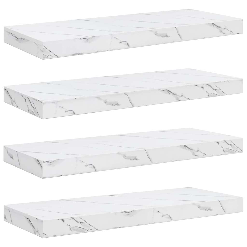 Wall Shelves 4 pcs White Marble 60 x 23.5 x 4 cm