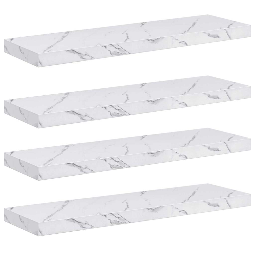 Wall Shelves 4 pcs White Marble 80 x 23.5 x 4 cm