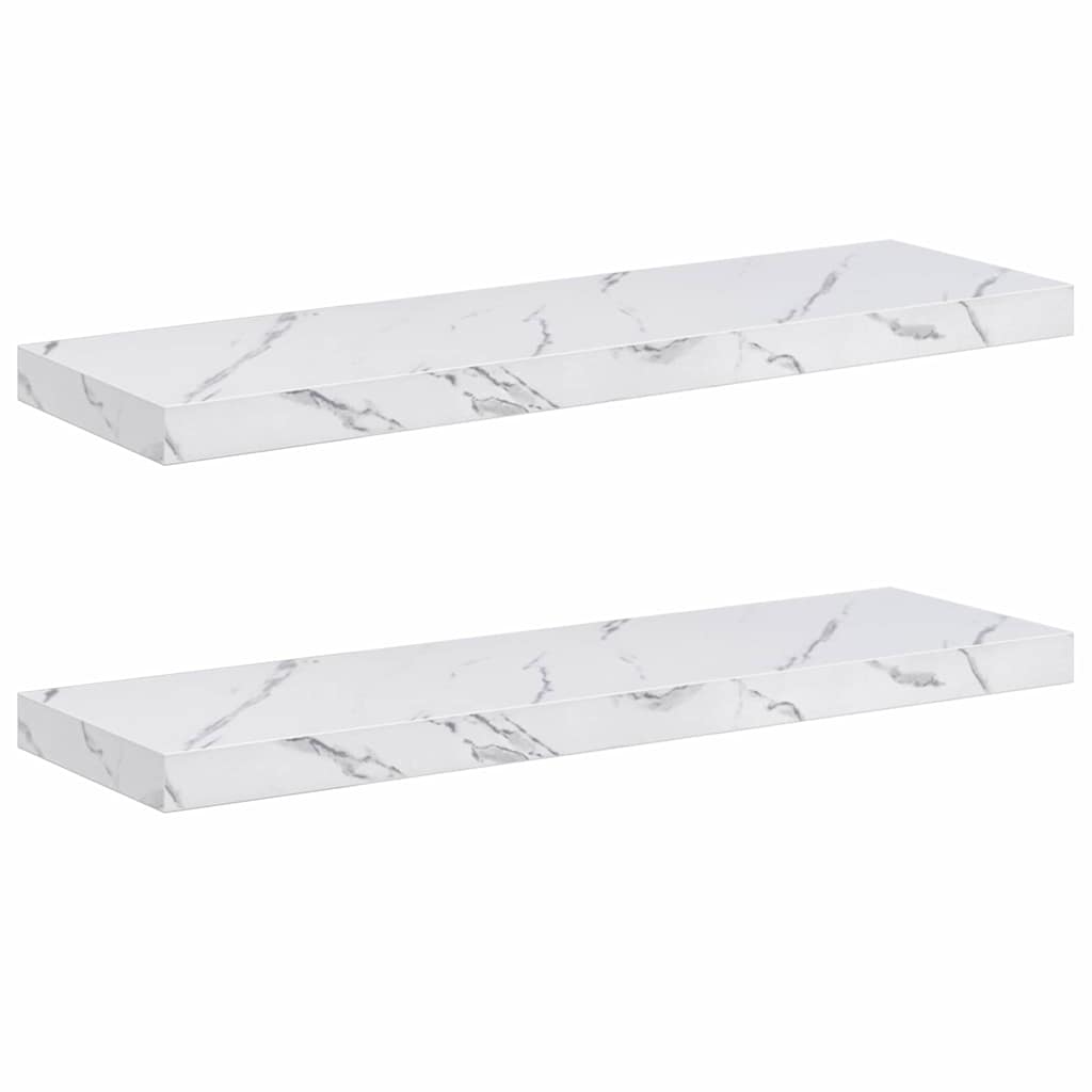 Sieninė lentyna 2 pcs Balti marmuro 90 x 23,5 x 4 cm